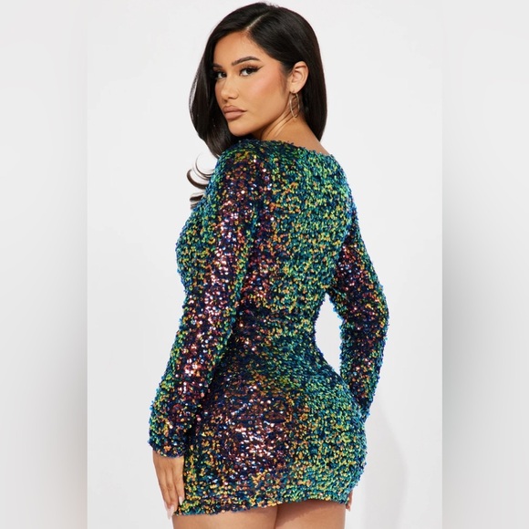 Multicolor Sequin Cutout Dress - Picture 3 of 4